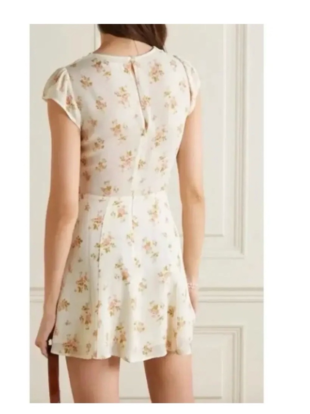 Reformation Cream Daven Devin floral mini dress Floral V-Neck Cream Mini Dress 6